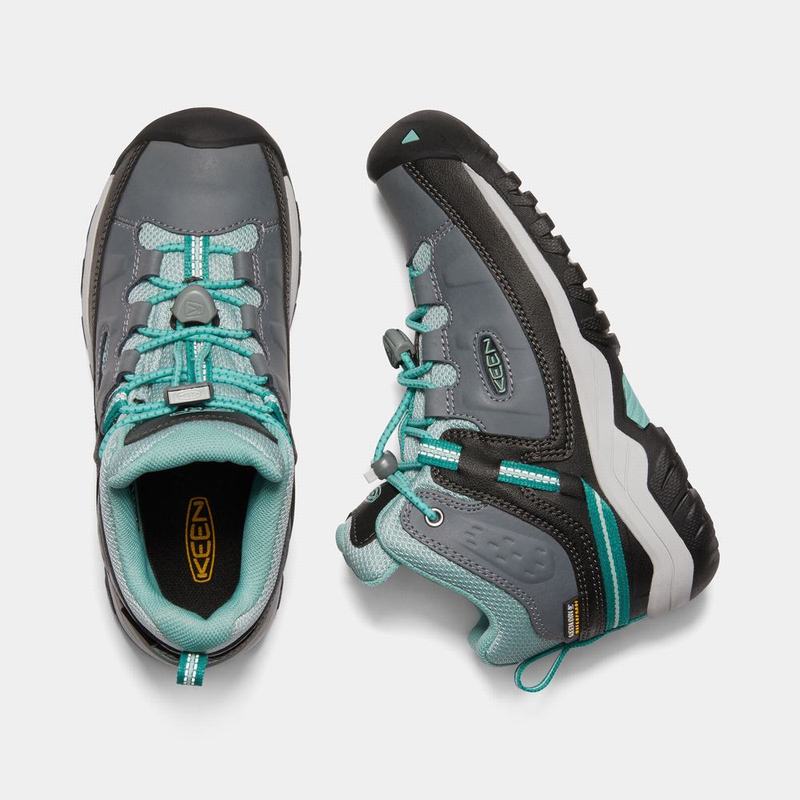 Keen Targhee Waterproof - Çocuk Trekking Bot - Gri/Turkuaz - Turkey (718964WYU)